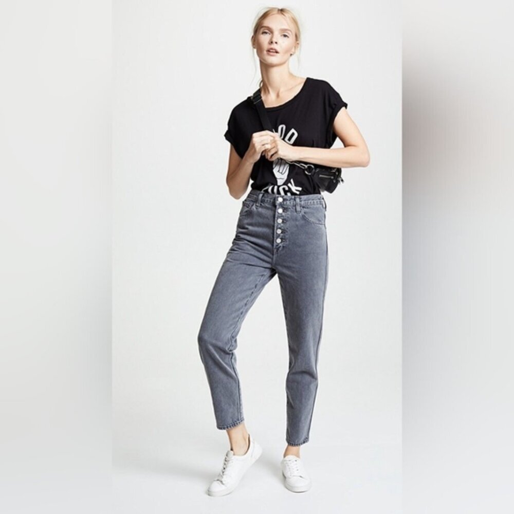 J Brand Heather Button Fly Jeans High Rise Mom Straight Cropped Haven Size 27 - Picture 3 of 15